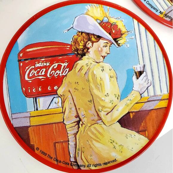 Nostalgic 1998 Coca-Cola Coasters in Tin-Space Exploration & Leisure Theme Set/4 - Picture 3 of 6